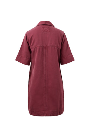 Bonnie Relaxed Shirt Dress - Mulberry, back view