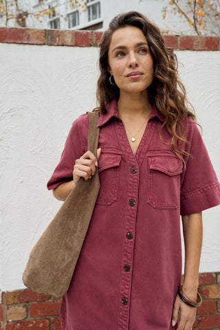 Bonnie Relaxed Shirt Dress - Mulberry, additional view