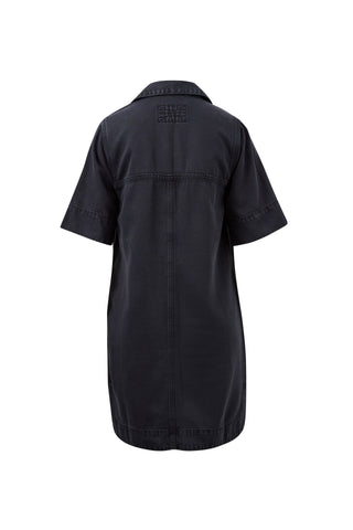 Bonnie Relaxed Shirt Dress - Washed Black, detail view