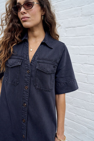 Bonnie Relaxed Shirt Dress - Washed Black, additional view
