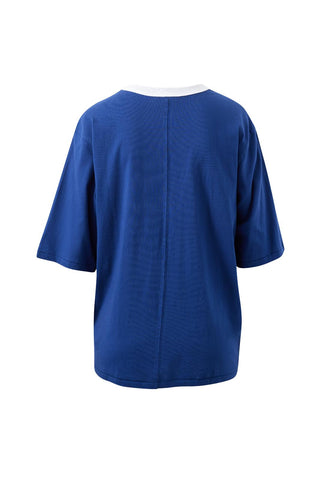 Luna Relaxed Tee - Prussian Blue/Ceres Script Embroidery