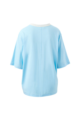 Luna Relaxed Tee - Fresh Blue/Ceres Heritage Red, detail view