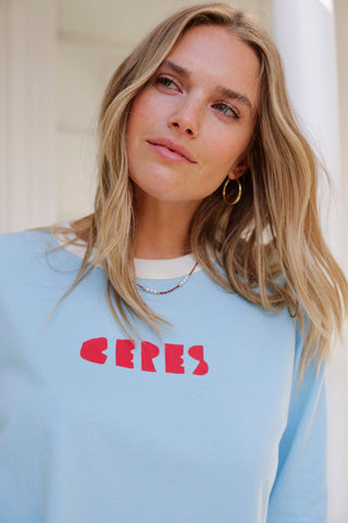Luna Relaxed Tee - Fresh Blue/Ceres Heritage Red, additional view