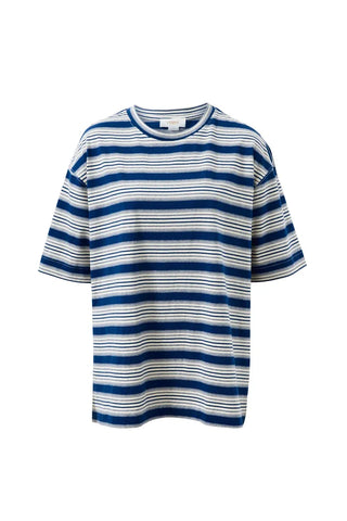 Marlowe Oversized Tunic - Buff/Prussian Blue Stripe