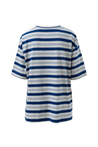 Marlowe Oversized Tunic - Buff/Prussian Blue Stripe