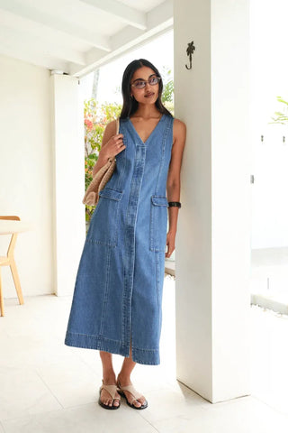 Taylor Denim Midi Dress - Fresh Indigo