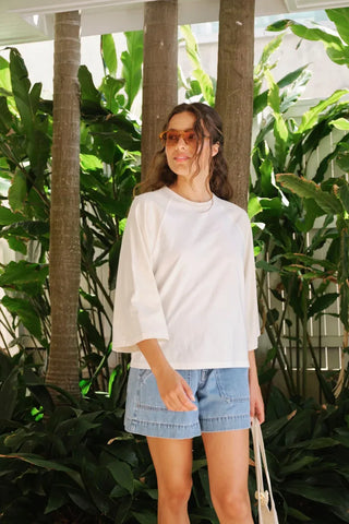 Rileigh Raglan Tee - Warm White/Buff