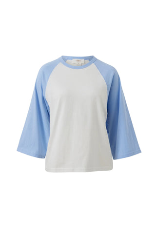 Rileigh Raglan Tee - Warm White/Sky Blue