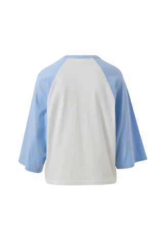 Rileigh Raglan Tee - Warm White/Sky Blue