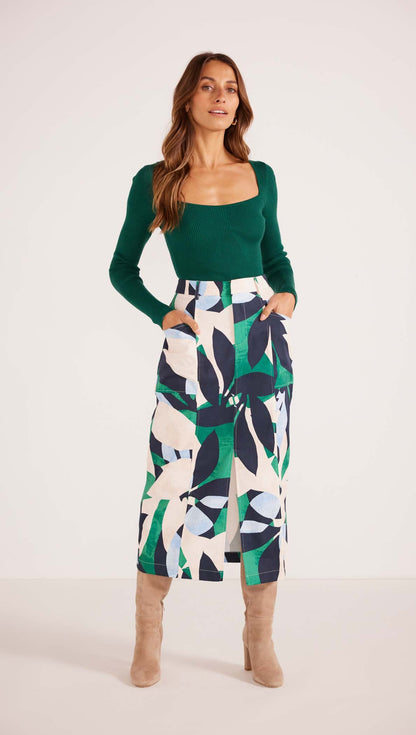 The Faven Drill Midi Skirt