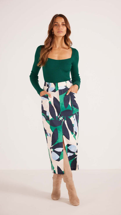 The Faven Drill Midi Skirt