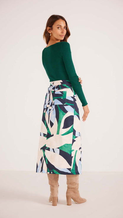 The Faven Drill Midi Skirt