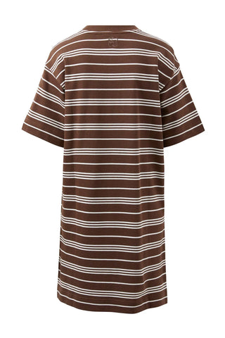 CLEO MINI TERRY DRESS CHOC WHITE STRIPE