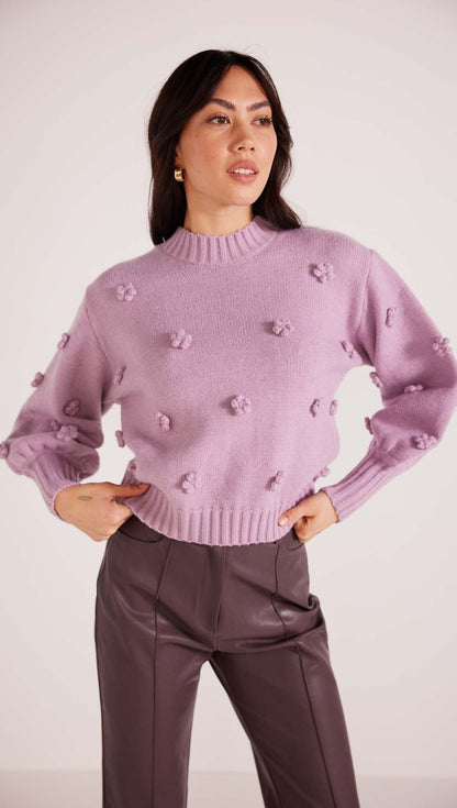 Daisy Flower Knit - Lilac