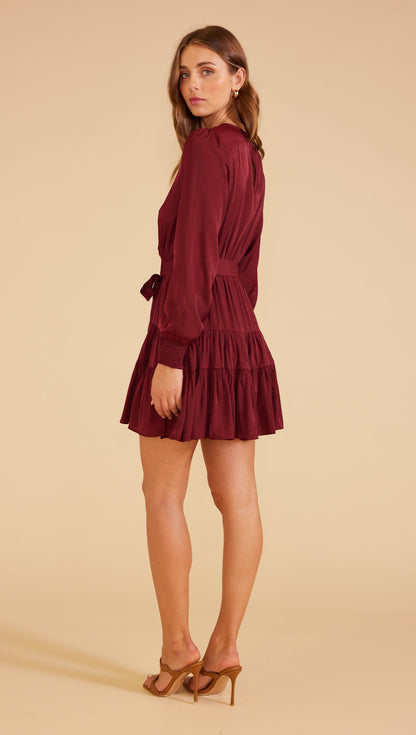 Adeline Mini Dress -  Wine