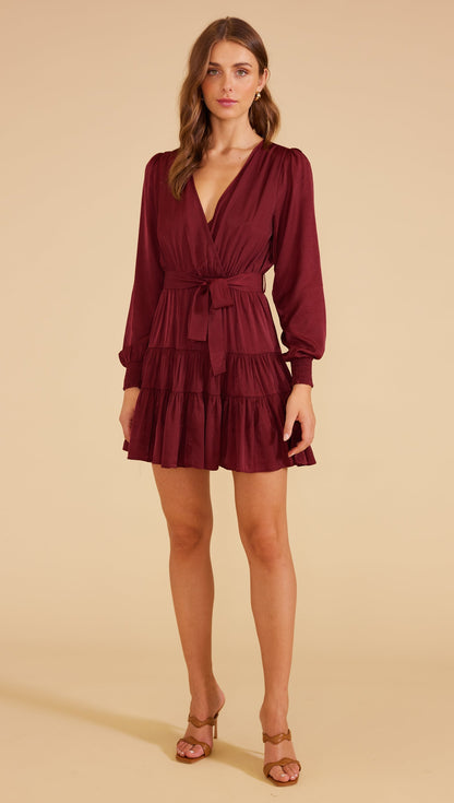 Adeline Mini Dress -  Wine