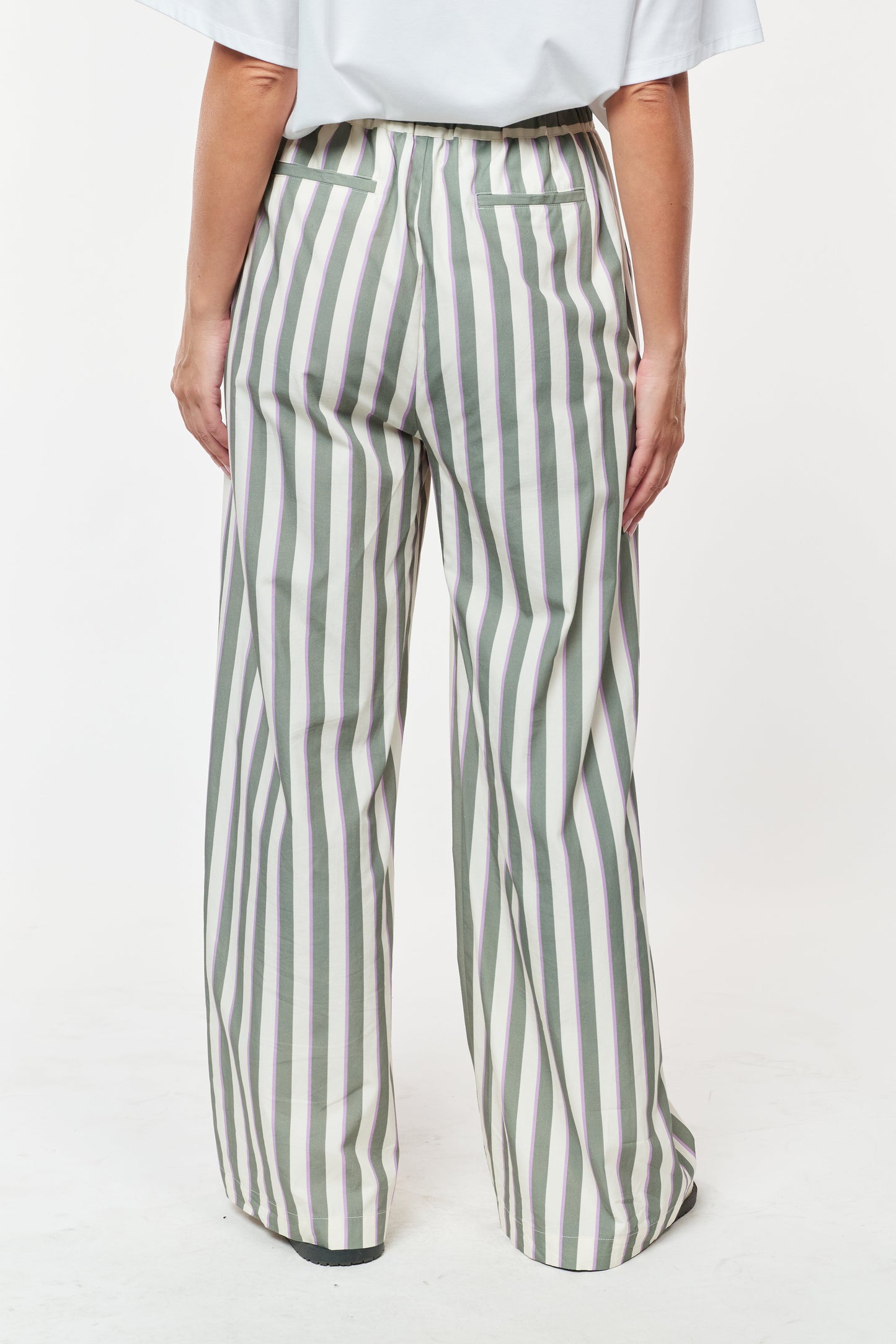 Lomé Stripe Wide Leg Pants - Green / White / Purple