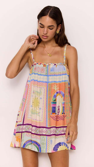 Babydoll Mini Dress in Multicolour Print