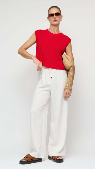 BIANCA WHITE WIDE LEG DRAWSTRING  PANT