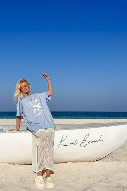 Palm Tropics T-Shirt | Pale Blue
