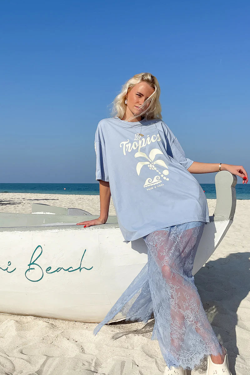 Palm Tropics T-Shirt | Pale Blue