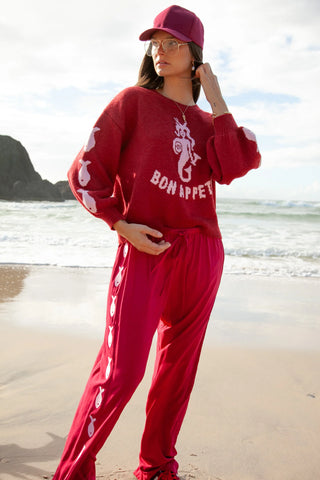 Bon Appetit Mermaid Knit Sweater - Burgandy