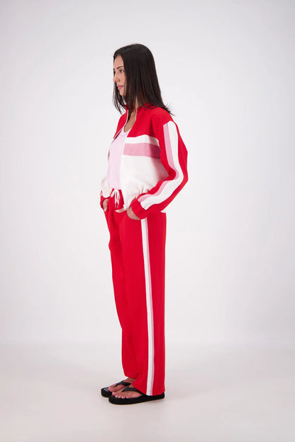 Cassis Funnel Neck Jacket Red/Pink