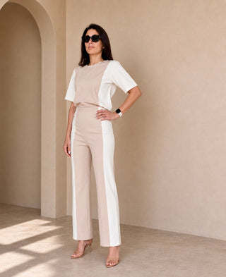 The Tee Suit — Coconut Oatmeal, front detail