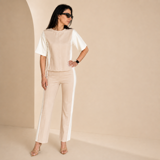 The Tee Suit Pant — Oat Cream, front