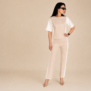 The Tee Suit Pant — Oat Cream, side profile
