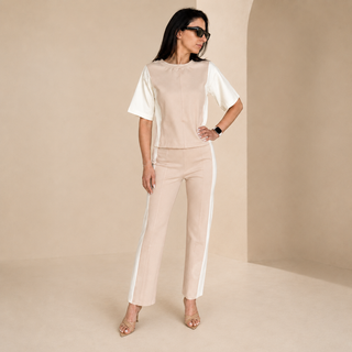 The Tee Suit Pant — Oat Cream, front