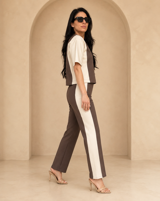The Tee Suit Pant — Cocoa Cream, front