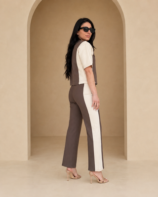 The Tee Suit — Cocoa Cream, back three-quarter