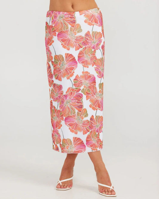 EVELYN MIDI SKIRT | Poppy Print