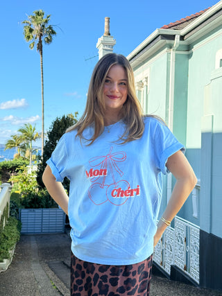 Mon Cheri - Vintage Wash Cornflour Blue/Red