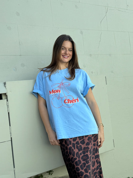 Mon Cheri - Vintage Wash Cornflour Blue/Red