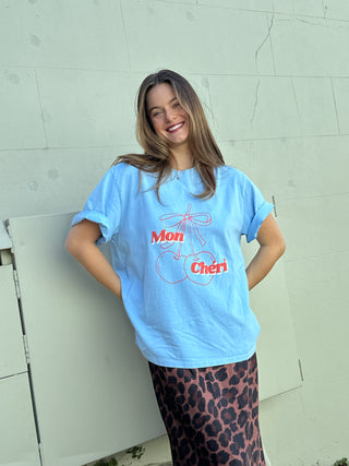 Mon Cheri - Vintage Wash Cornflour Blue/Red