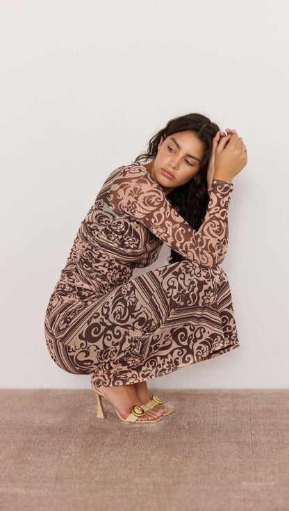 LUMI MESH MIDI DRESS