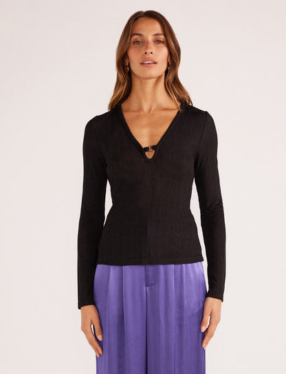 Mia Long Sleeve Top - Black