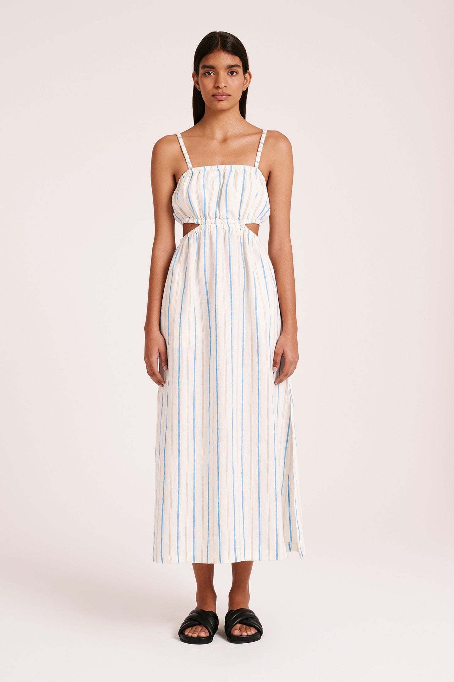 Yin Linen Dress - Azure Stripe