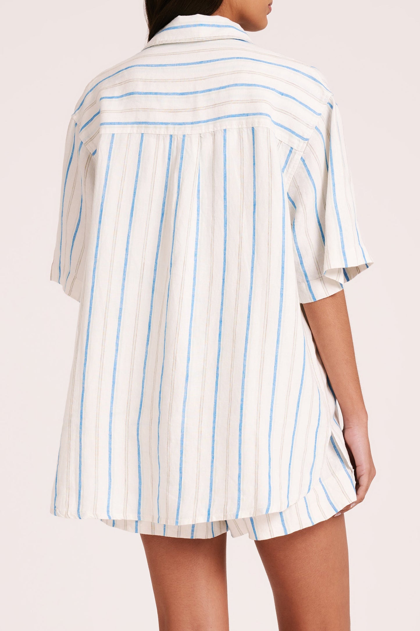 Yin Linen Shirt - Azure Stripe