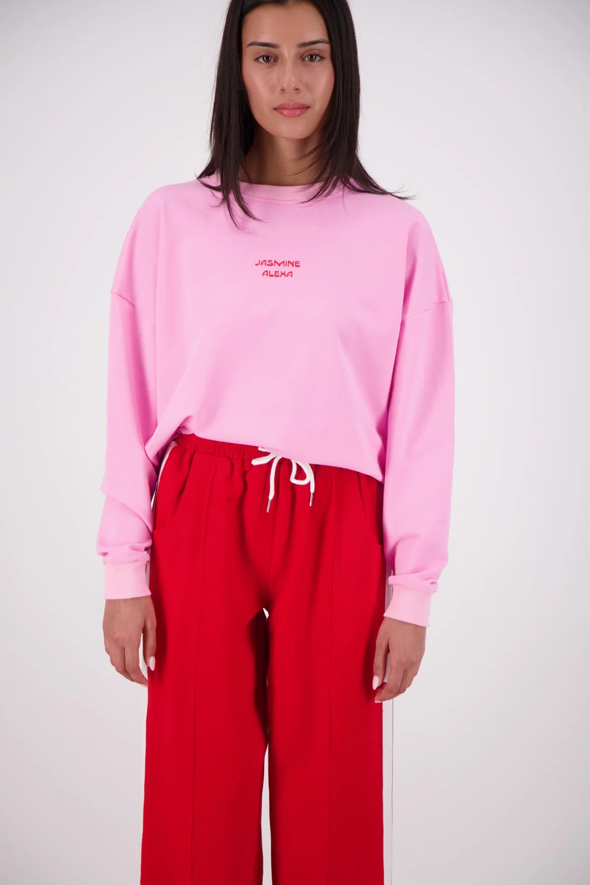 Relaxed Crew Neck Sweatshirt Pink