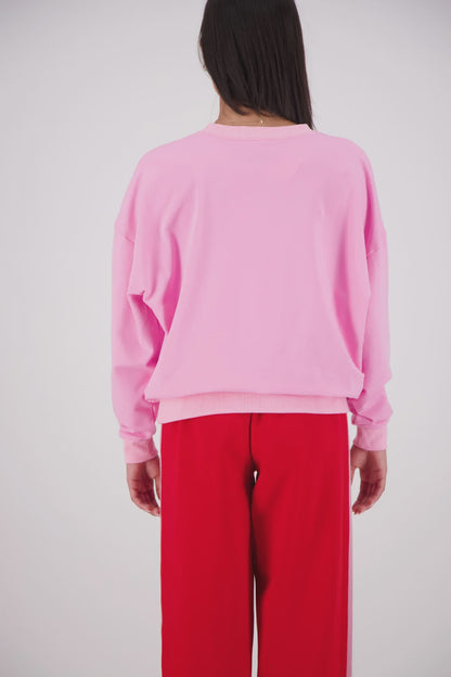 Relaxed Crew Neck Sweatshirt Pink