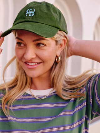 Pip Everyday Cap - Basil/Fresh Blue Embroidery
