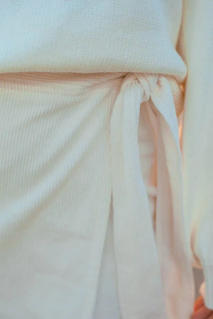 Corduroy White Wrap Skirt