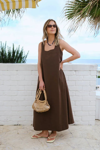 Parker Midi Dress - Brunette Brown