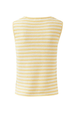 Margot Mesh Knit Tank - Butter/Milk Fine Stripe