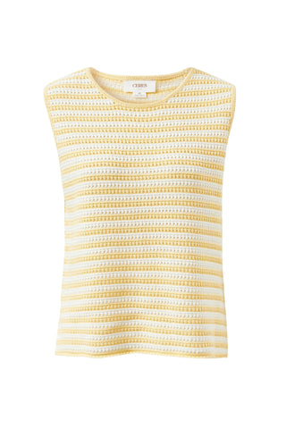 Margot Mesh Knit Tank - Butter/Milk Fine Stripe