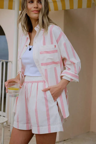 Peta Oversized Shirt - Variegated Red Stripe