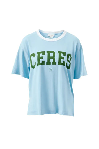 Stevie Slouchy Tee - Fresh Blue/Basil Varsity